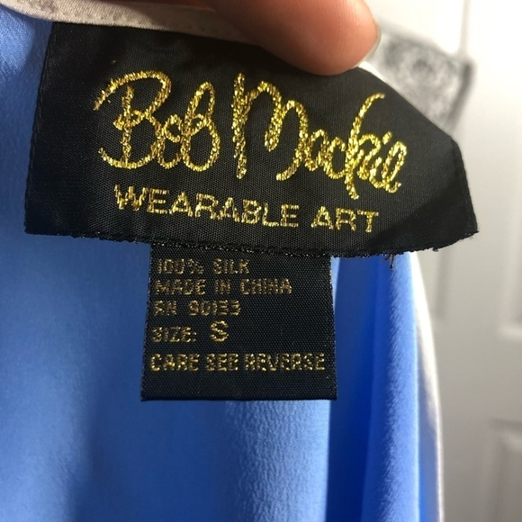 Bob Mackie Blue Flower Sleeveless Silk Top S - Picture 4 of 4